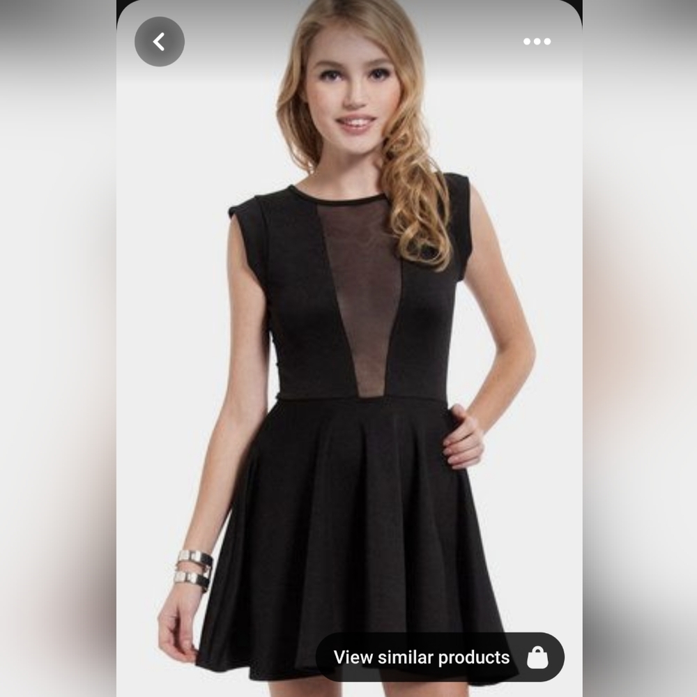 Tobi Figure Skater Mesh Black Cocktail Mini Dress Sz S